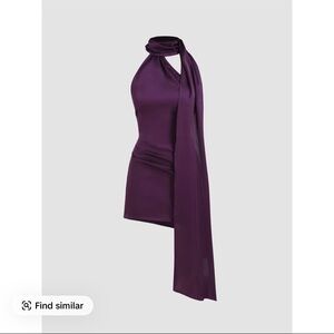 Cider Asymmetrical Halter Dress in Deep Plum